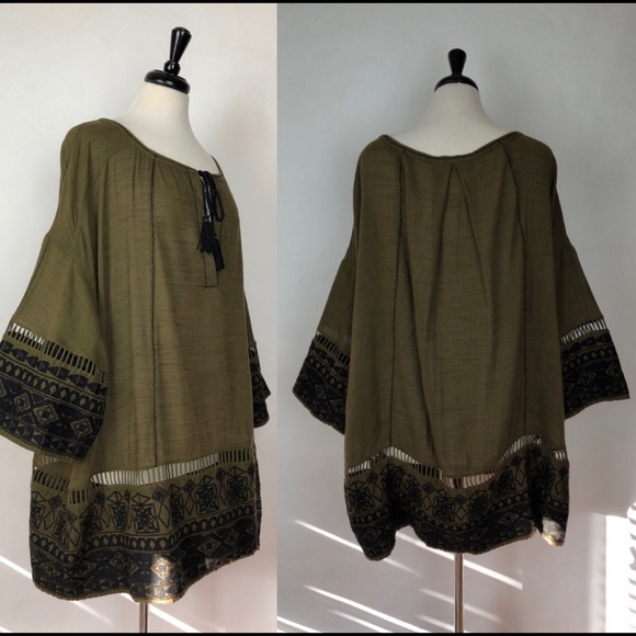 Free People | Olive Embroidered Oversized Tunic - Picture 3 of 7